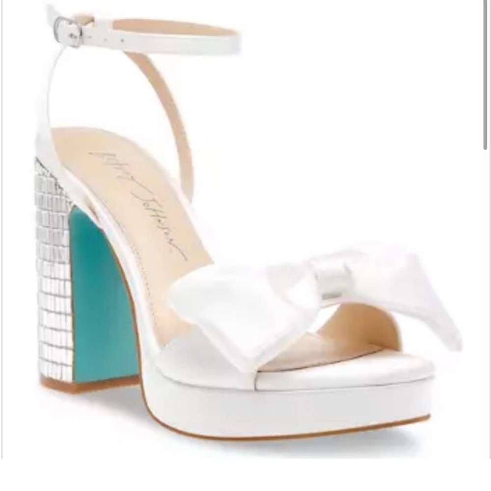 Betsey Johnson White Platform Sandals with Bow